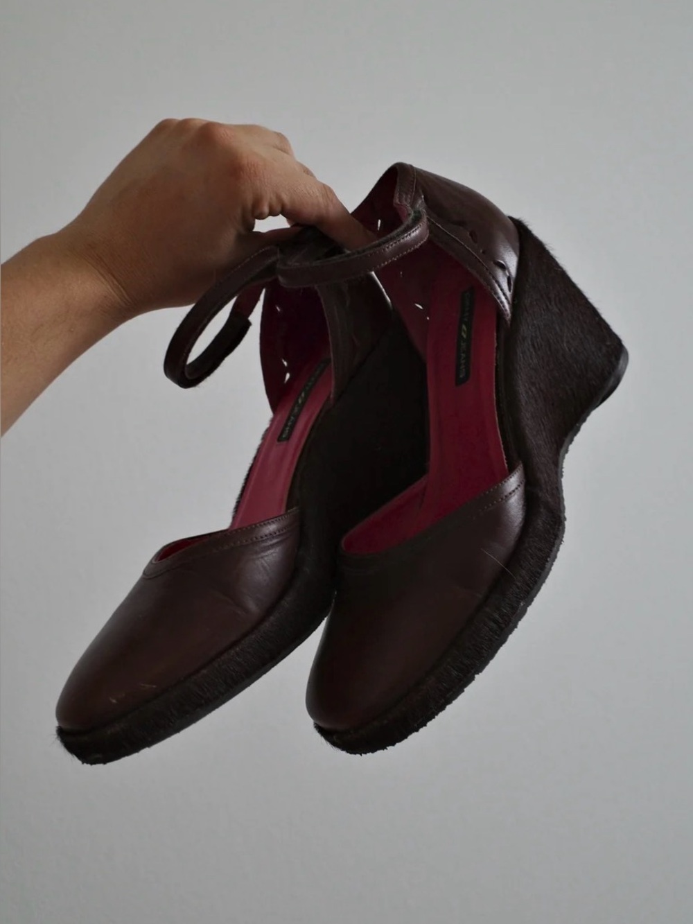 Y2K DKNY Pony Wedges with Leather Upper